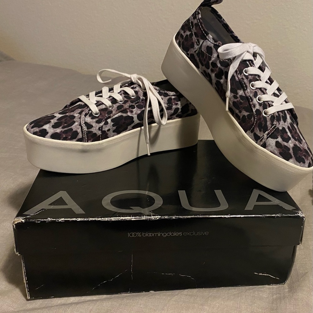 Aqua Animal Print Platform Sneakers 8.5